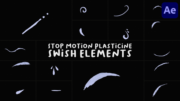 Stop Motion Plasticine Swish Elements for After Effects