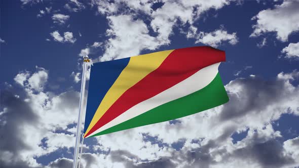 Seychelles Flag With Sky 4k