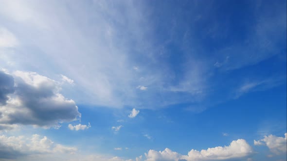 Time lapse of white cloud moving pass around sky background