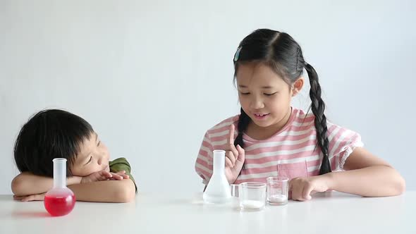 Asian Children Play Science Experiments