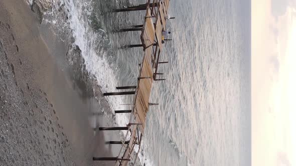 Vertical Video Beach at the Seaside Resort Town