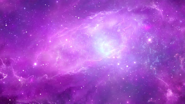 Neon galaxy is in center of nebula clouds in the universe, space.