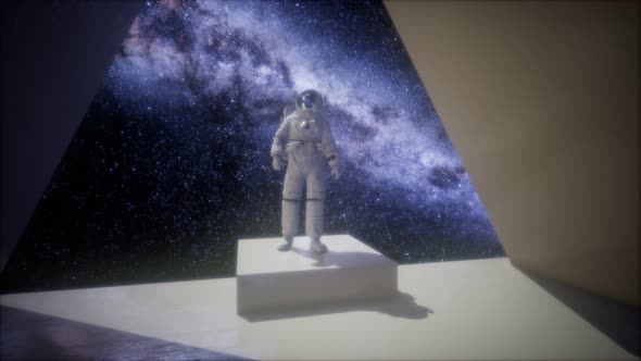 Astronaut on Space Base in Deep Space alt