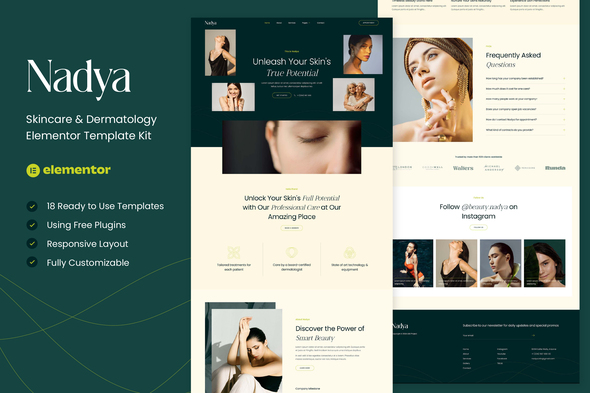 Nadya - Skincare & Dermatology Elementor Template Kit