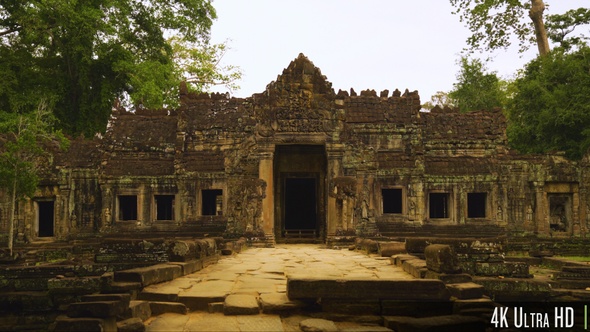 4K Doorway Entrance to Preah Khan Temple, part of Khmer Angkor Complex in Siem Reap, Cambodia