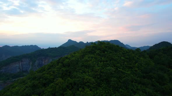 4K Aerial drone of beautiful valley between mountains.