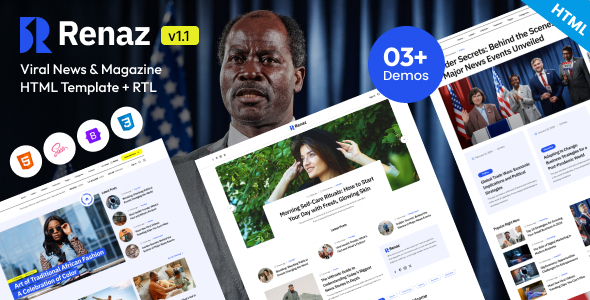 Renaz - Viral News & Magazine Bootstrap 5 HTML Template