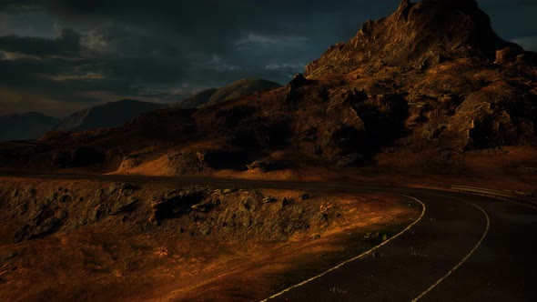 Mountain Landscapes in Scotland with Road