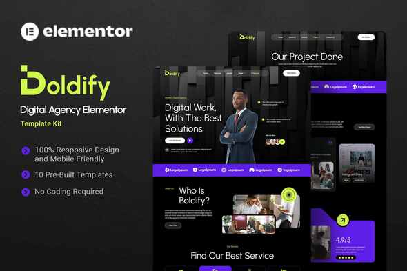 Boldify – Digital Agency Elementor Template Kit – 0 Sold!