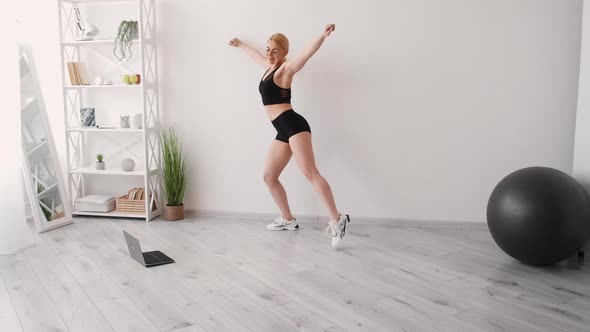 Home Aerobic Athletic Woman Enjoying Sport