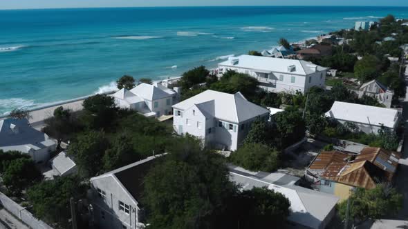 Drone view of old architecture of Cockburn Town, Grand Turk, Turks and Caicos