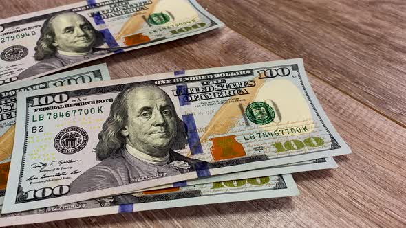 Closeup of 100 dollar bills. Money. USD bills