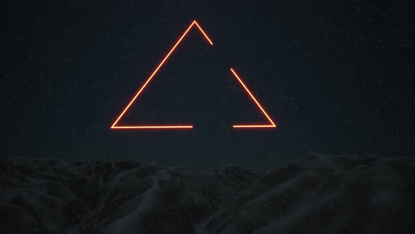 Neon Fluorescent Ultraviolet Triangle Blink on Dark Snow Back Futuristic Modern Space