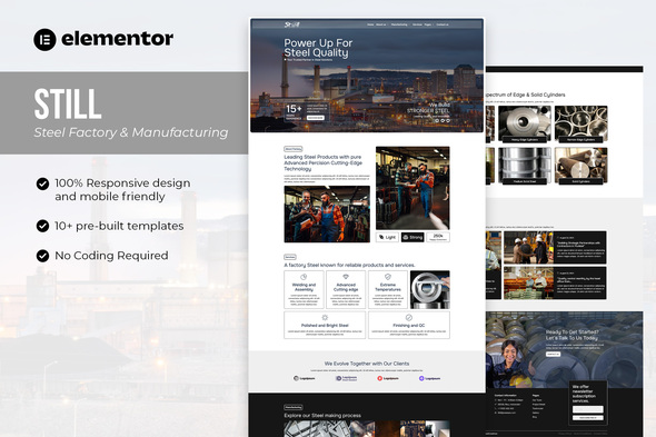 Still – Steel Factory & Manufacturing Elementor Template kit – 0 Sold!