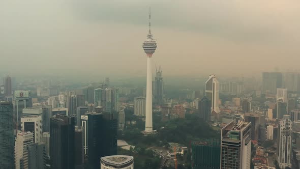 Kuala Lumpur city skyline on sunrise in Malaysia.