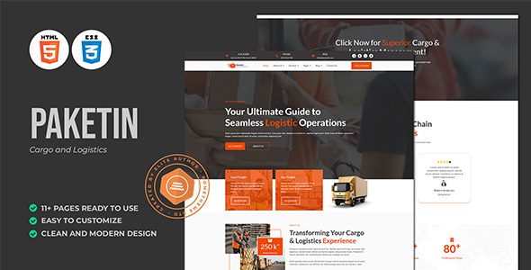 Paketin – Cargo and Logistics HTML Template – 0 Sold!