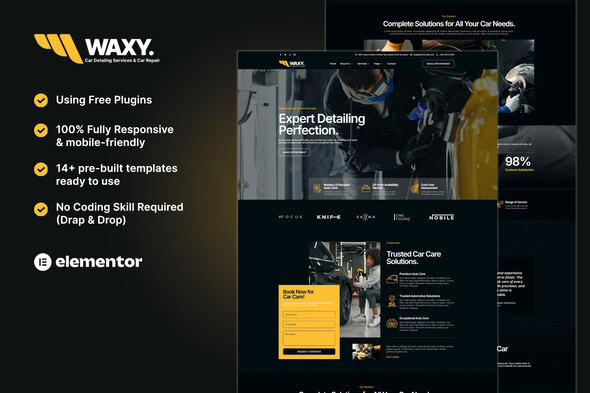 Waxy - Car Detailing Service & Car Repair Elementor Template Kit