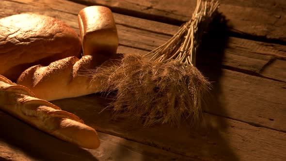 Homemade Bread on Rustic Wooden Background