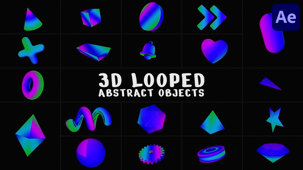 3D Looped Abstract Objects for After Effects alt
