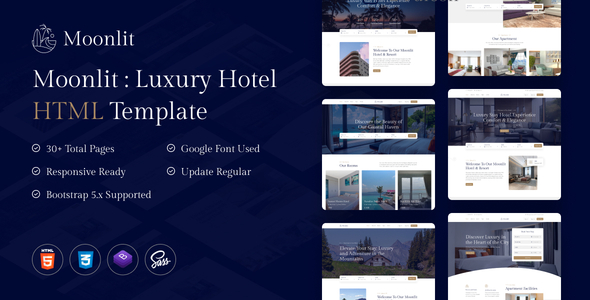 Moonlit – Hotel HTML Template – 0 Sold!