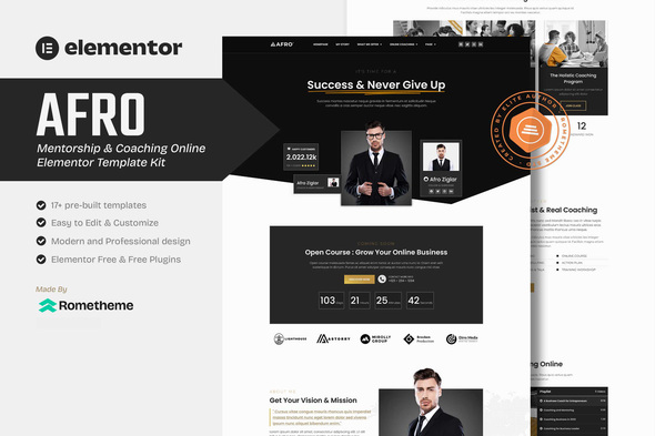 AFRO - Mentorship & Coaching Online Elementor Template Kit