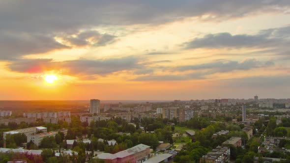 Kharkiv City From Above at Sunset Timelapse