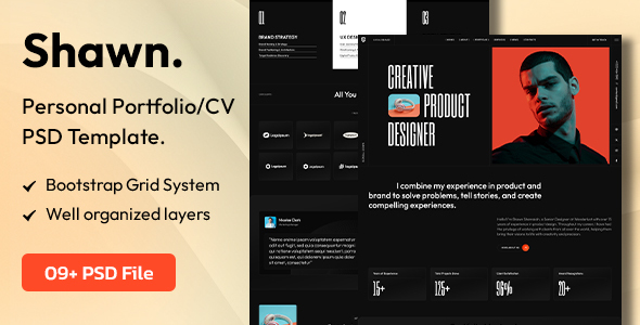 Shawn – Personal Portfolio/CV PSD Template – 0 Sold!