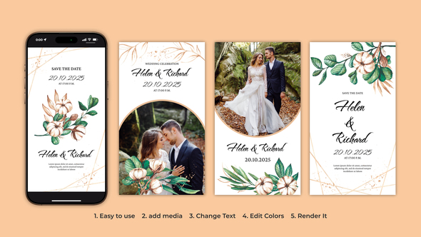 Watercolor Floral Wedding Instagram Stories