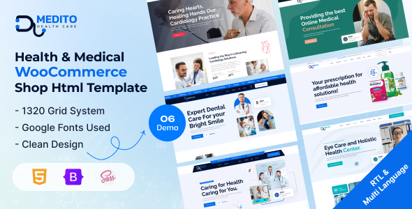 Medito – Health & Medical WooCommerce Shop HTML5 Template + RTL