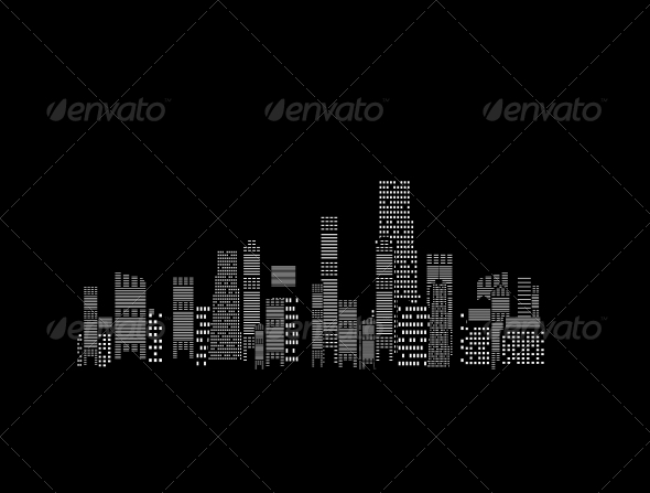 Cities Silhouette on Black Background