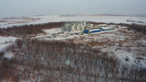 Drone View of the Agricultural Complex on a Winter Morning