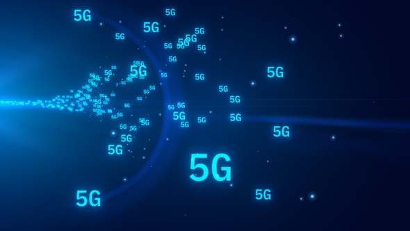 Digital 5G Logo Flying Blue