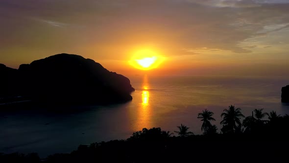 Aerial Shot of Beautiful Sunset on Phi Phi Island Thailand