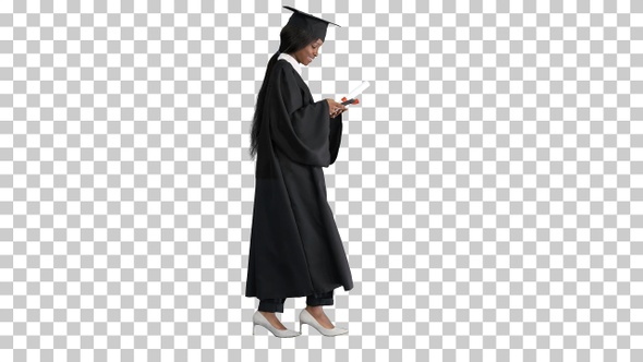 Young Afro American girl student dressed in black graduation