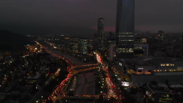 Night Santiago Chile, Highway, Avenue, Street, road junction, cars, traffic