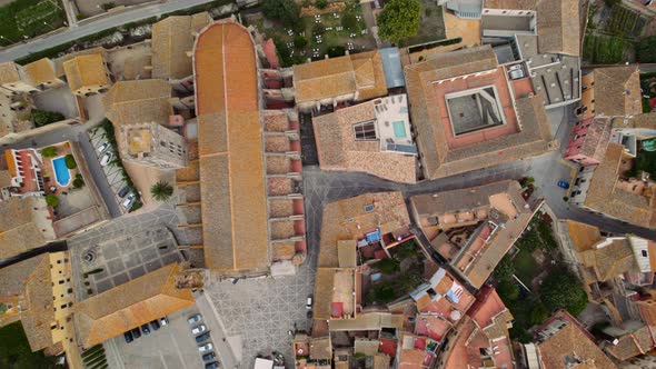 Drone Flight Over Castello D'Empuries Town