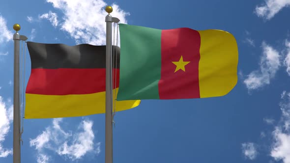 Germany Flag Vs Cameroon On Flagpole