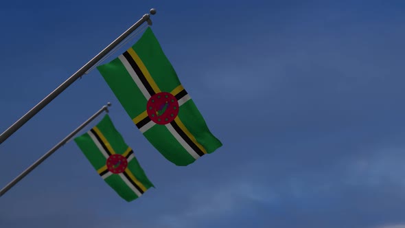 Dominica Flags In The Blue Sky - 2K