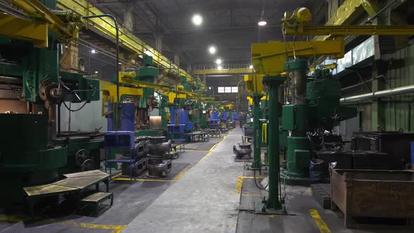 Factory Production Site Production Workers Doing Job Parts and Machinery Production Machines Factory