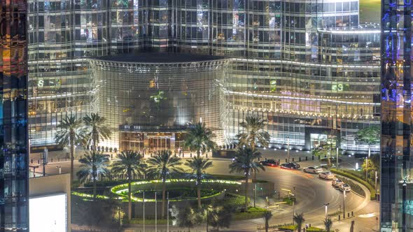 Dubai Downtown Night Aerial Timelapse