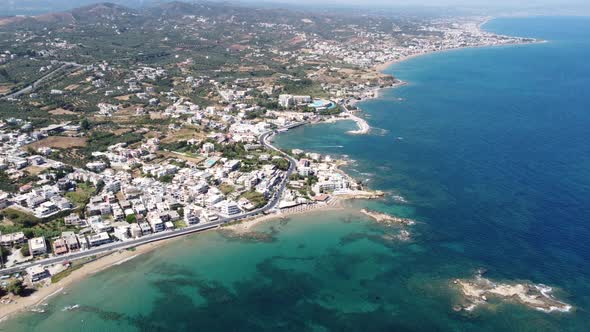 Aerial Drone Video of Beach in Crete Island Greece