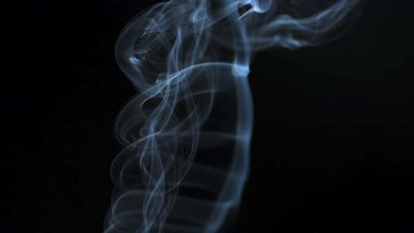 Abstract Smoke Rises Up in Beautiful Swirls on a Black Background