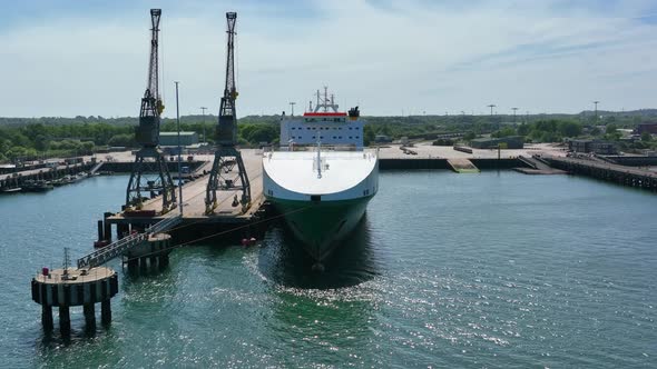 A Roll on Roll Off Ferry at Port Awaiting Vehicle Loading