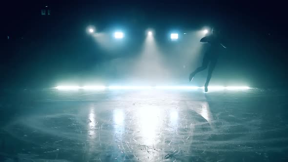 Slow Motion of a Figure Skater Jumping at the Rink
