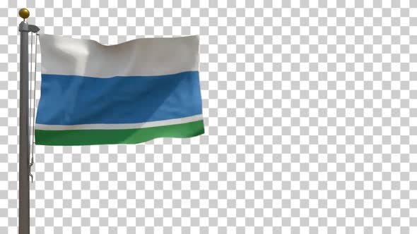 Sverdlovsk Oblast Flag (Russia) on Flagpole with Alpha Channel - 4K