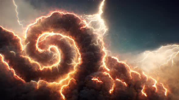 Burning Spiral Clouds in the Lightning Storm