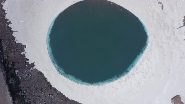 The Blue Lake in the Crater of Gorely Volcano