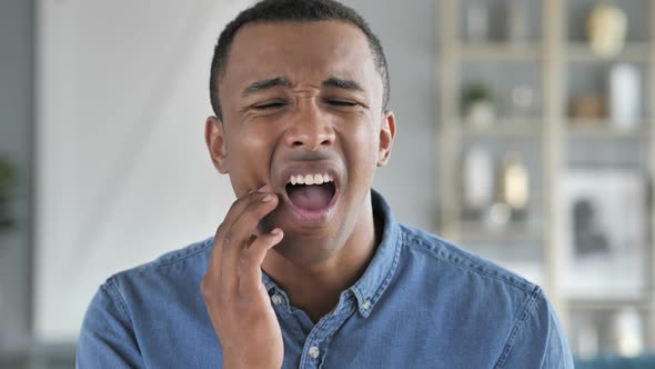 Toothache Young African Man with Tooth Infection