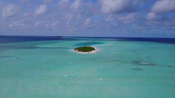 Aerial drone seascape of resort beach time by lagoon and sand background
