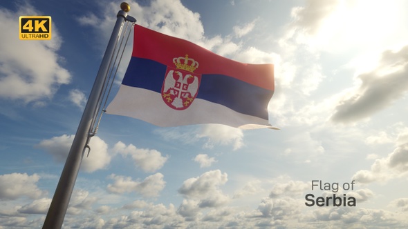 Serbia Flag on a Flagpole - 4K
